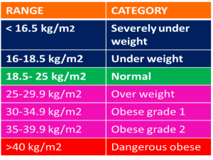 body mass index category